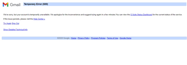 gmail σφάλμα